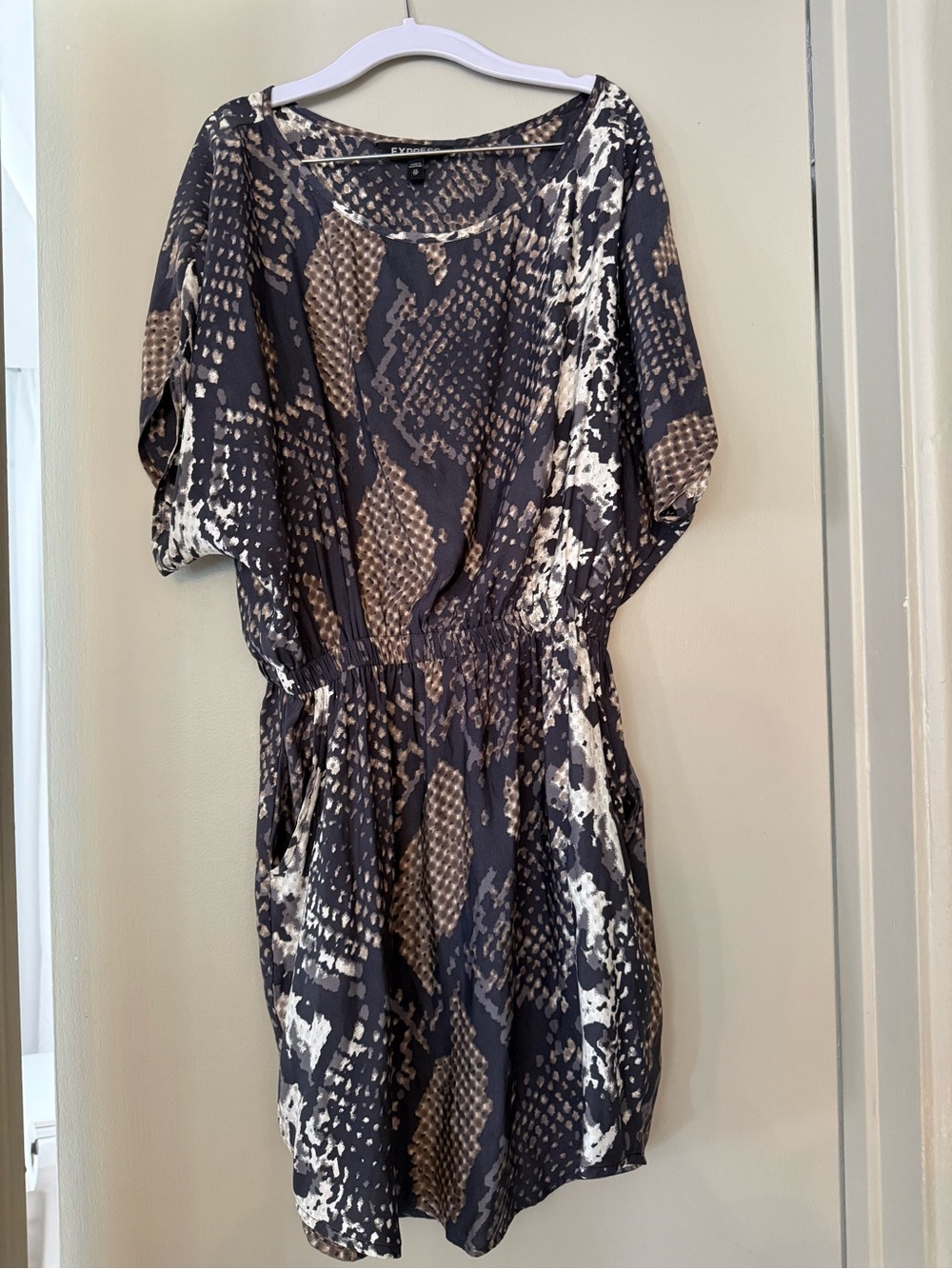 Express Snakeskin-Print Mini Dress in Black, Brown & Cream